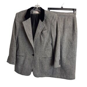 Walker & Lane Vintage Herringbone‎ Skirt Suit Set Wool Blend Women's size XS/S